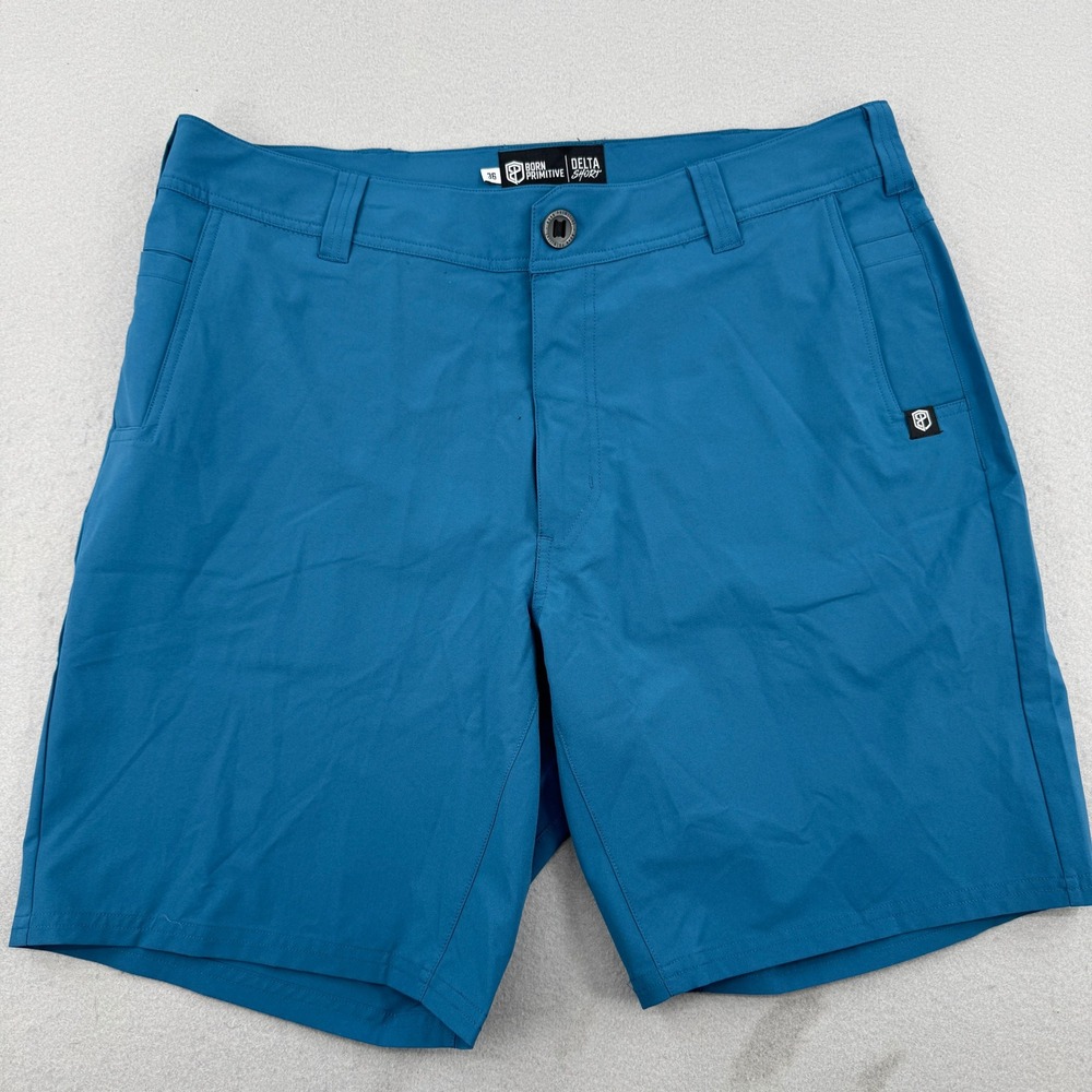 Born Primitive Delta Shorts Mens 36 Blue Polyester Athletic Hiking Outdoors Gorp
